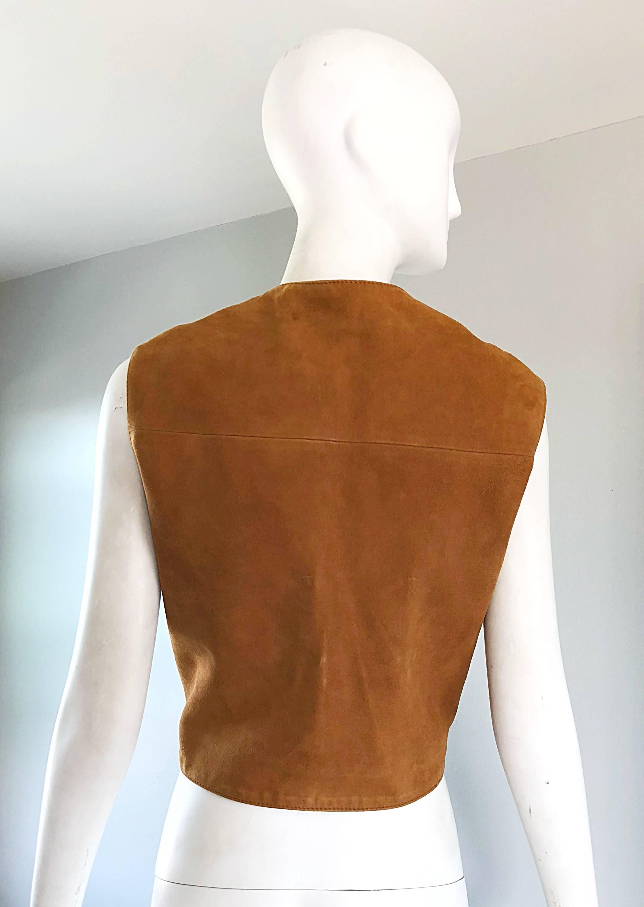 Pierre Cardin 1960s Tan Suede Leather Space Age Vintage Avant Garde 60s Vest 1
