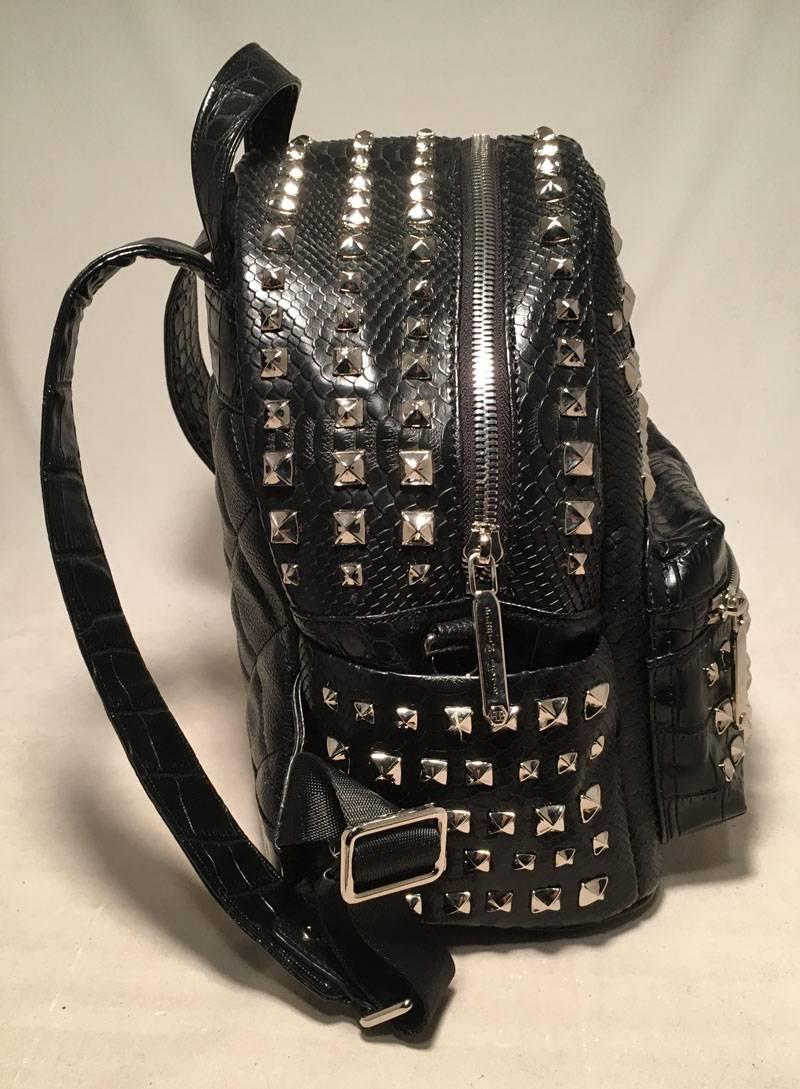 Philip Plein Black Snakeskin Studded Leather Backpack In Excellent Condition In Philadelphia, PA