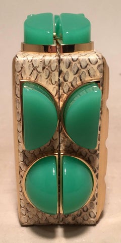 Tanya Hawkes Gold and Teal Box Clutch
