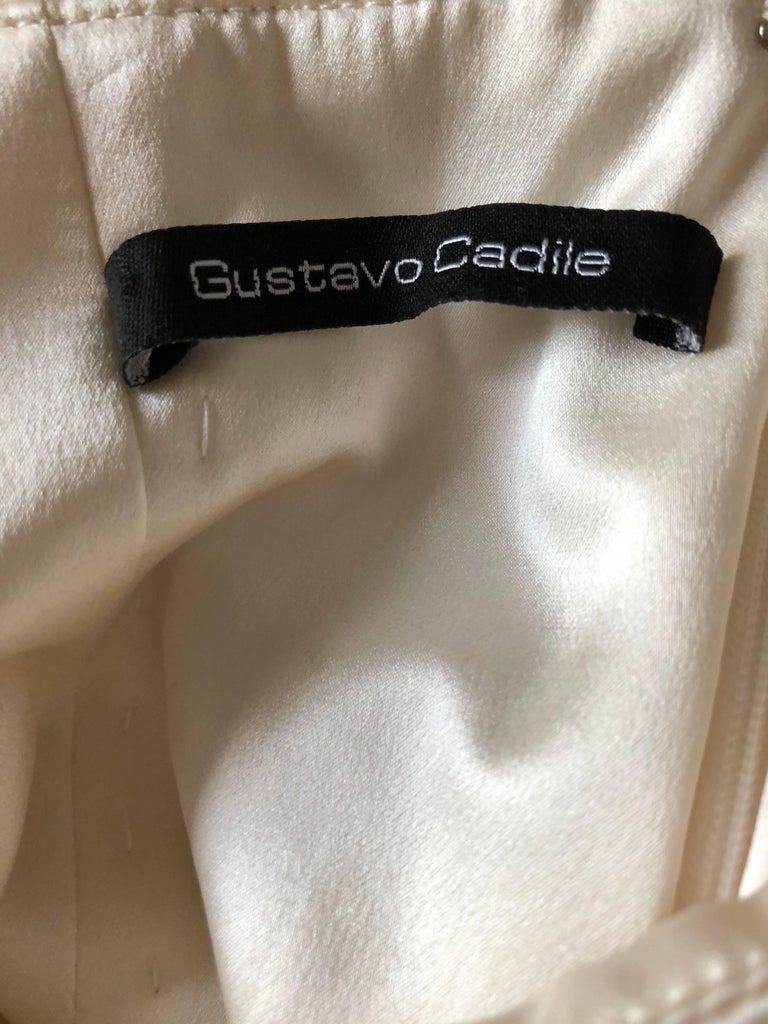 Gustavo Cadile Early 2000s Off - White Ivory Silk Beaded Ruffle ...