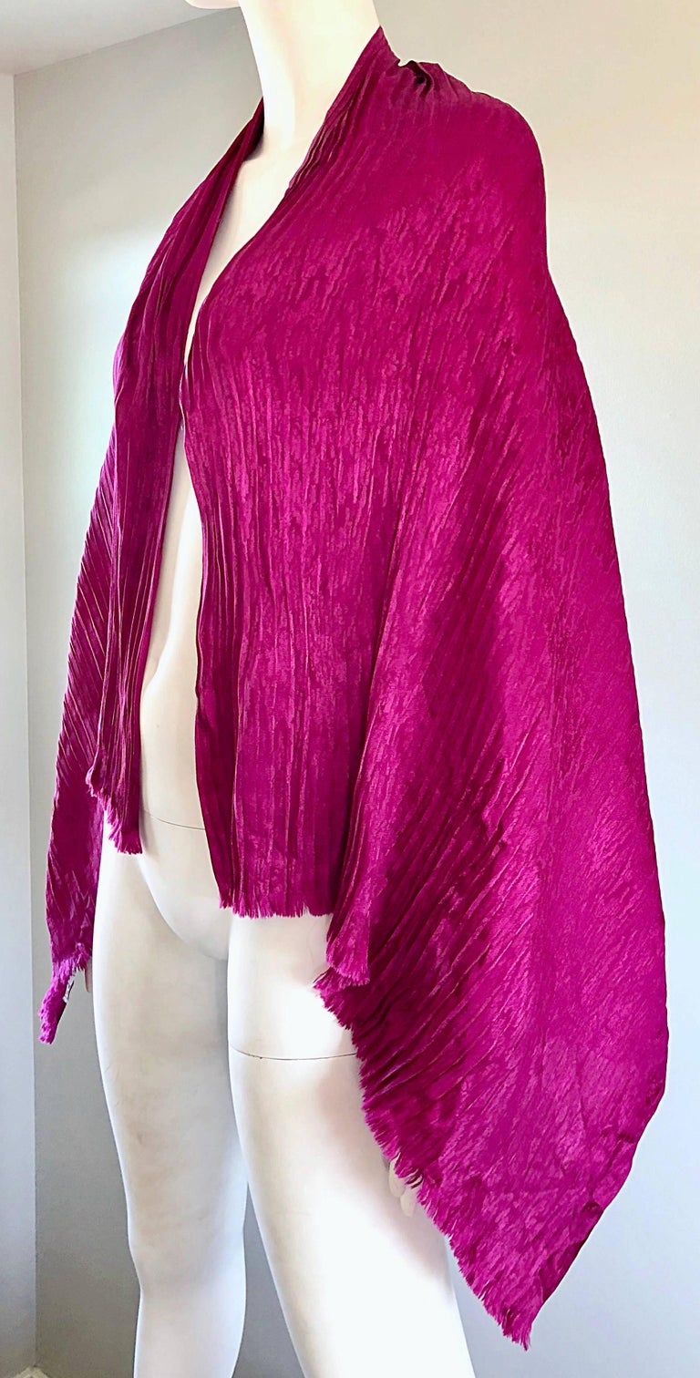 Foulard Carré Vintage YSL Saint Laurent - Soie Rose - Fait Main En France