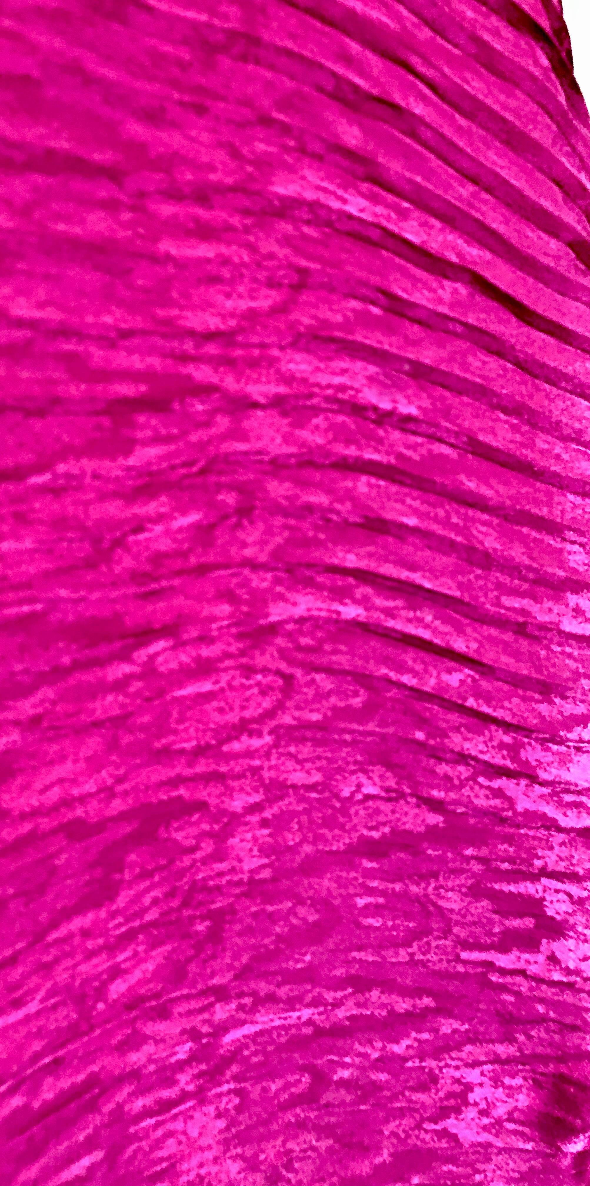 Women's Yves Saint Laurent YSL Vintage Fuschia Hot Pink Silk Plisse 70s Shawl