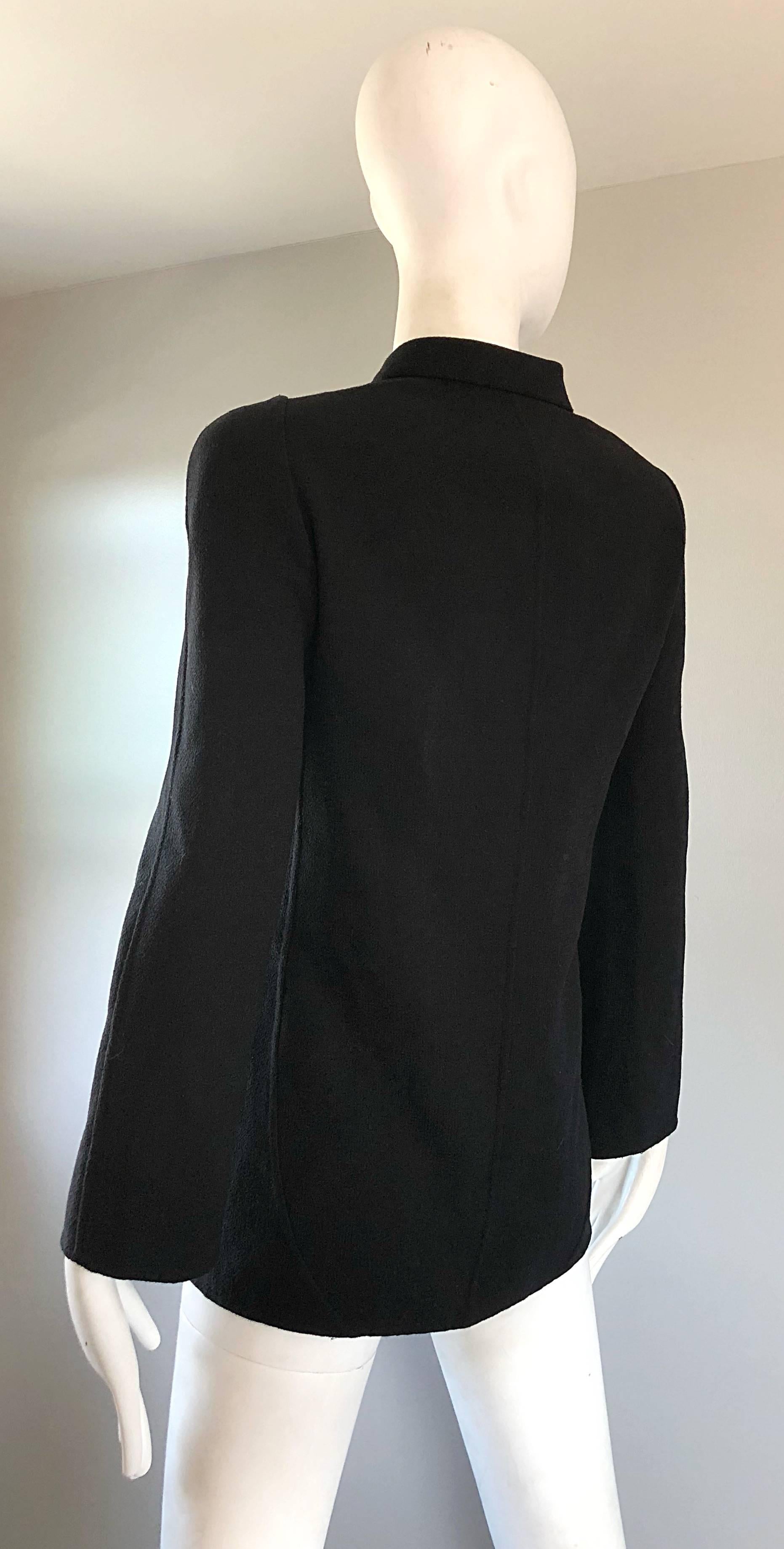 Bill Blass Vintage Taglia 14 Giacca Blazer Chic in Lana Vergine Nera in vendita 4