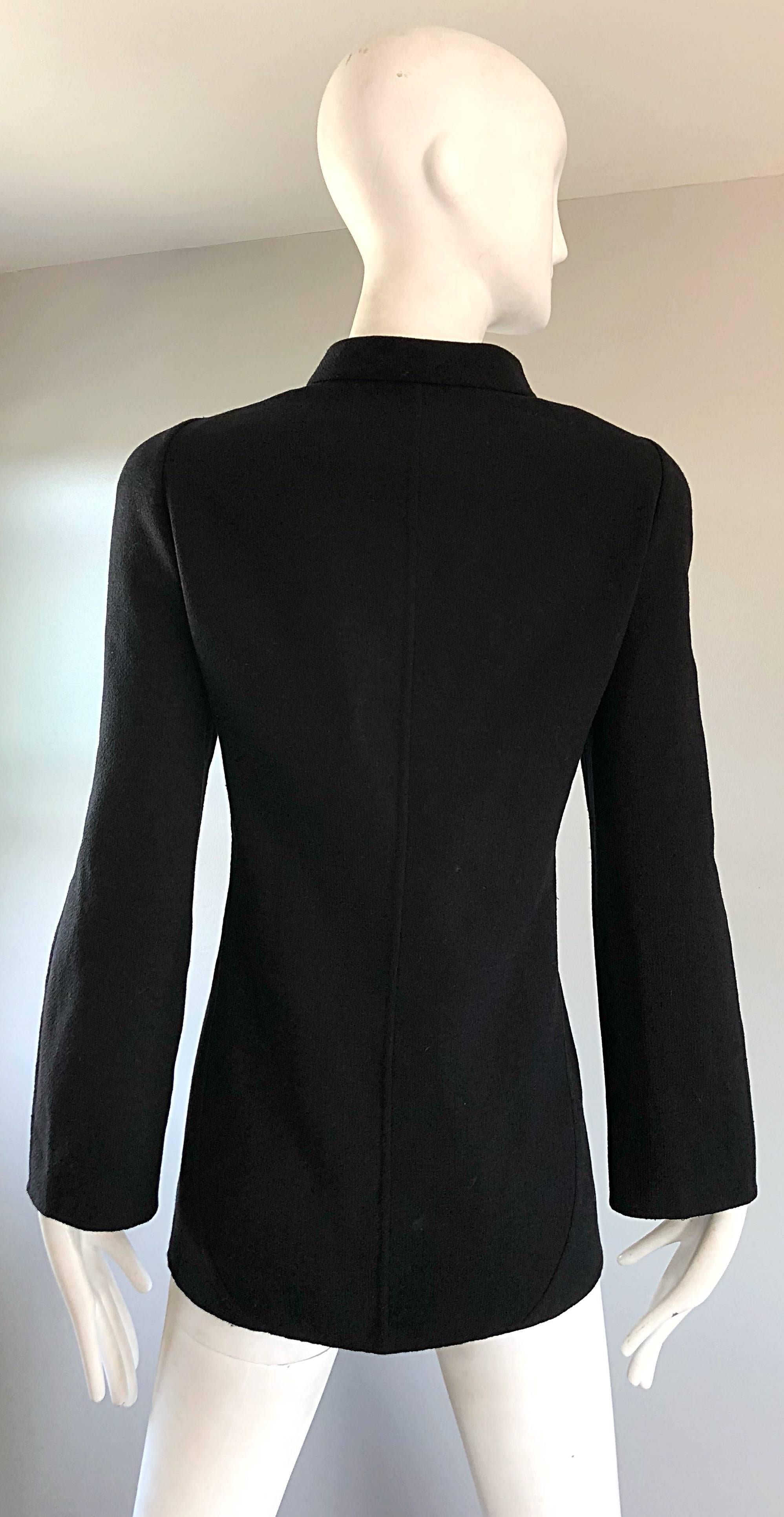 Bill Blass Vintage Taglia 14 Giacca Blazer Chic in Lana Vergine Nera in vendita 3