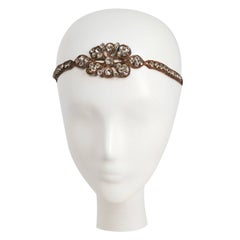 1920s Rhinestone & Brass Floral Design Headband
