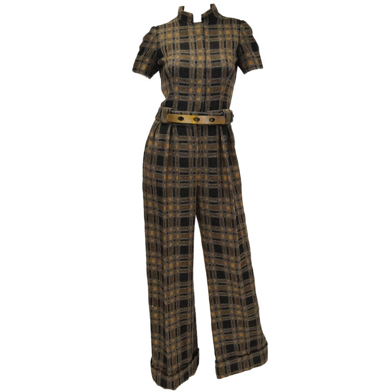 1970s Cardinali Sample Tweed Jumpsuit and Hat 24 at 1stdibs