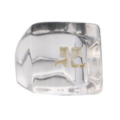 COURREGES c.1970's klar Lucite "AC" Monogramm Eiswürfel Aussage Ring