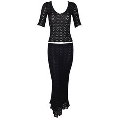S/S 1997 Dolce & Gabbana Sheer Black Knit Top & Mermaid Skirt Ensemble