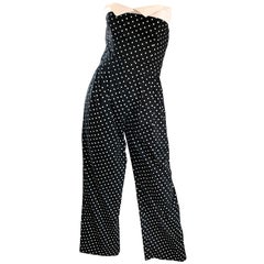 Escada by Margaretha Ley Vintage 1980s Black and White Polka Dot 80s Jumpsuit