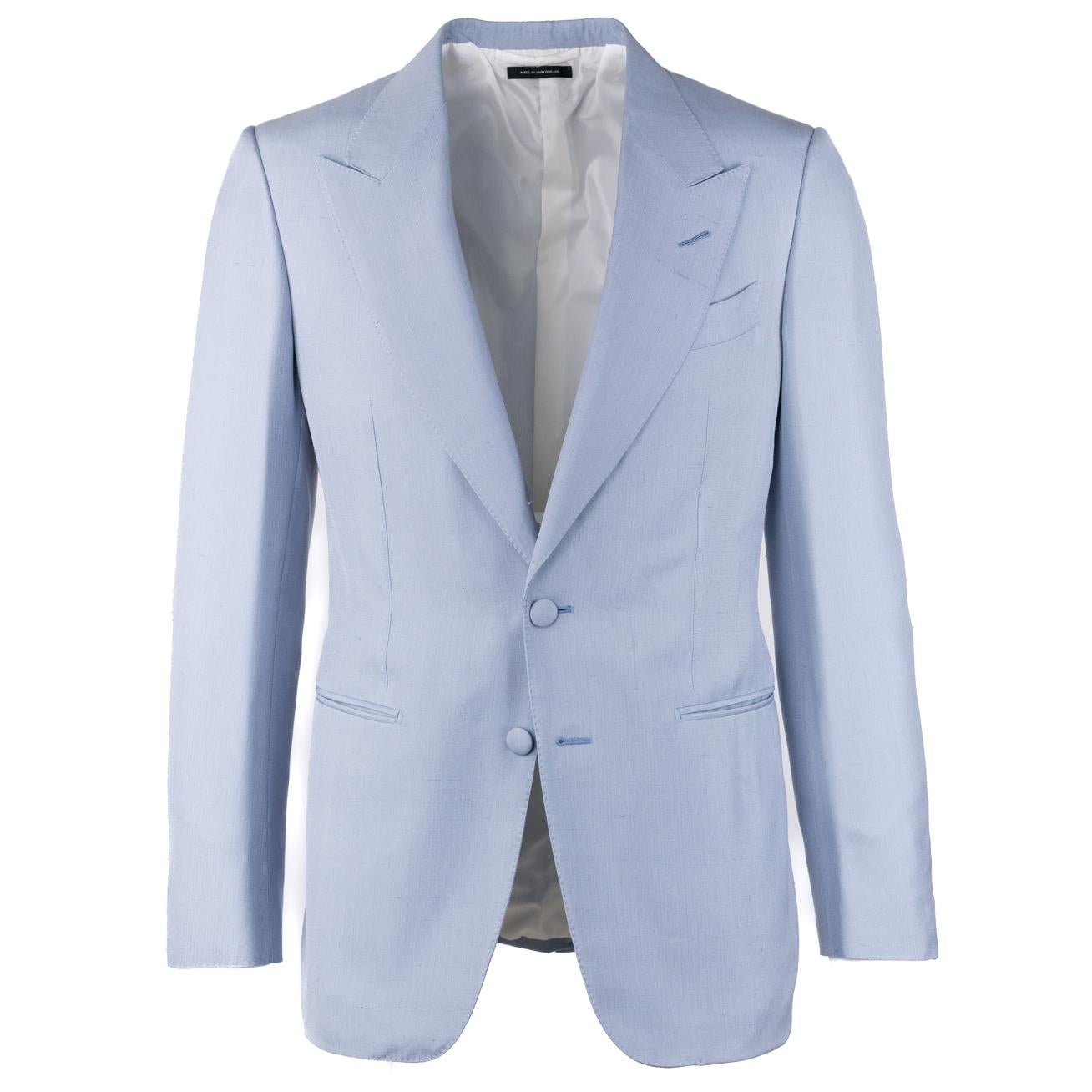 Tom Ford Men's Blue Notch Collar Silk Suit Jacket For Sale