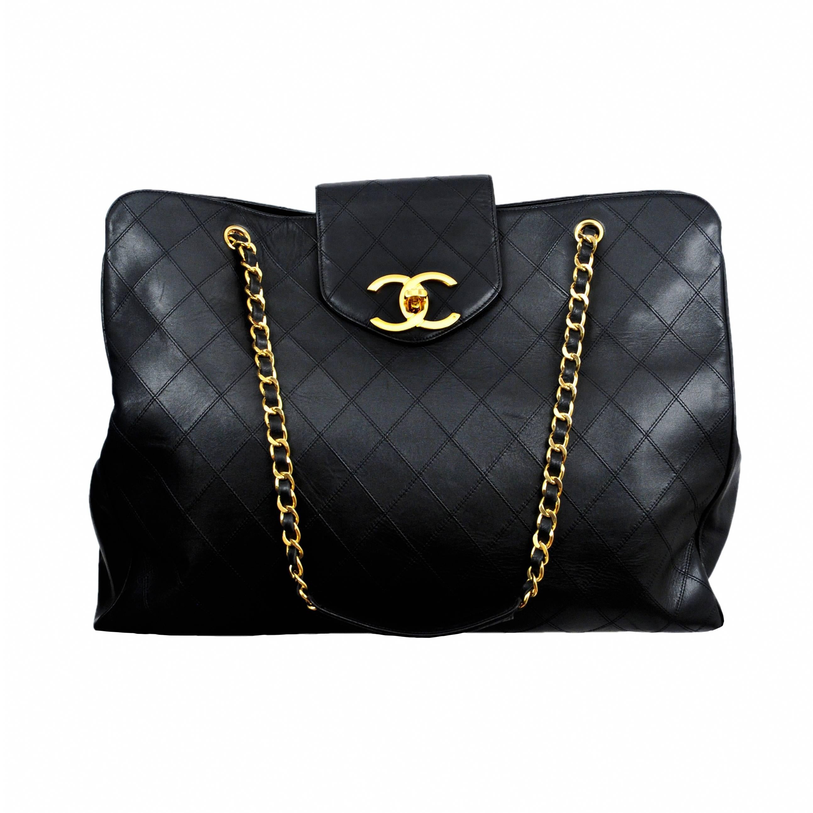 Chanel Lambskin Quilted Leather Overnight bag