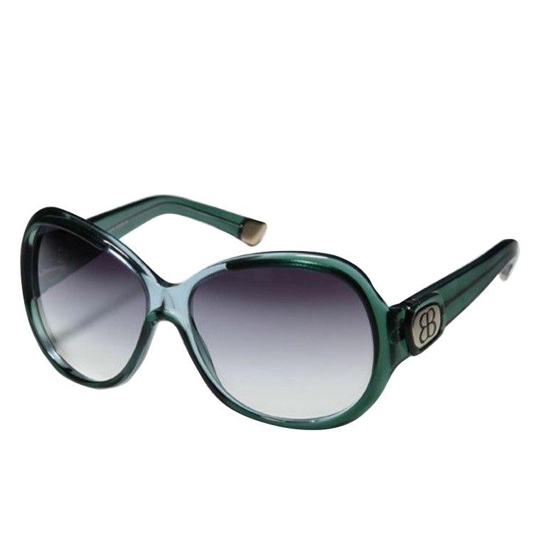 New Balenciaga Emerald Green Reflective Sunglasses With Case For Sale