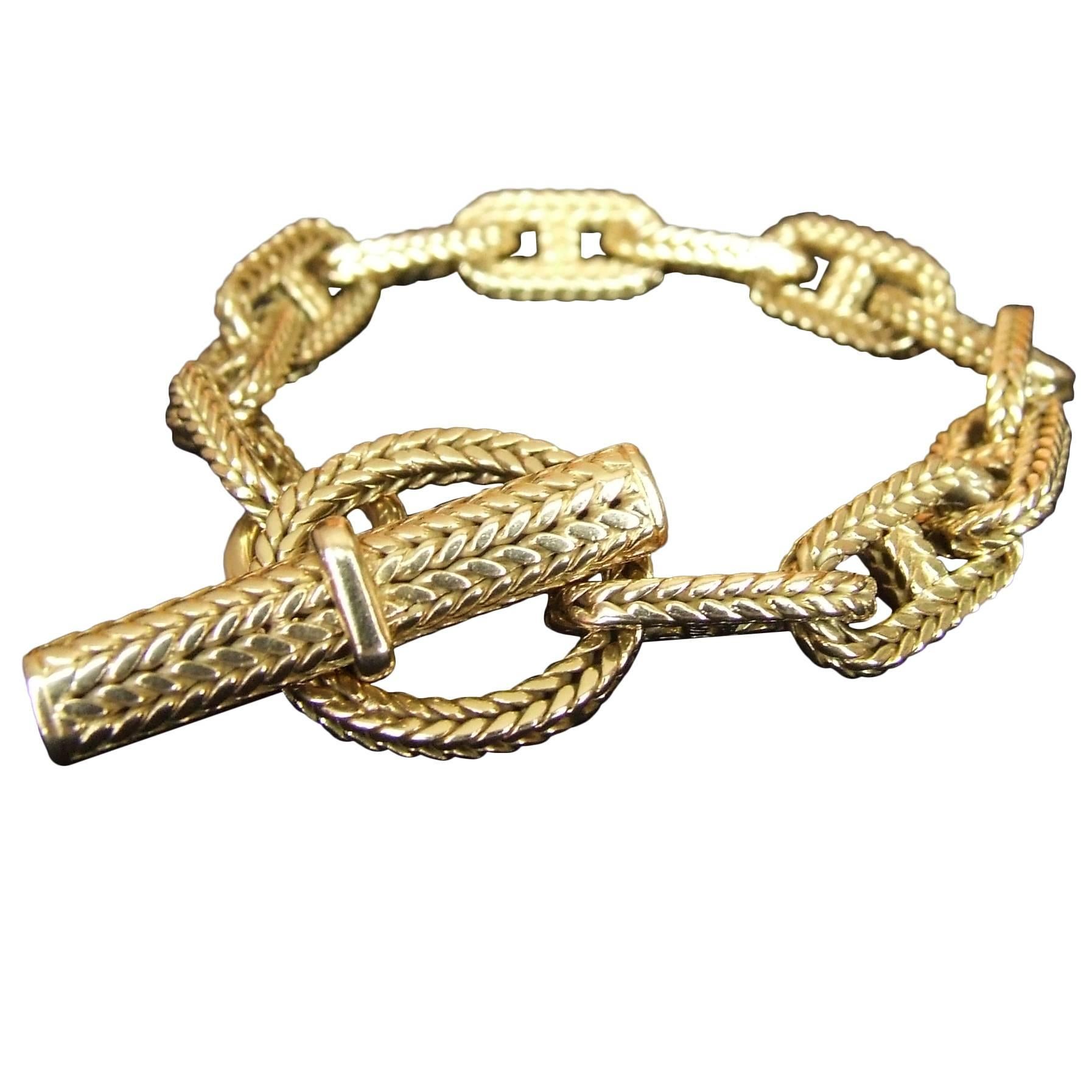 Hermès By Georges Lenfant Chaine D'ancre Braided Yellow Gold Bracelet Small