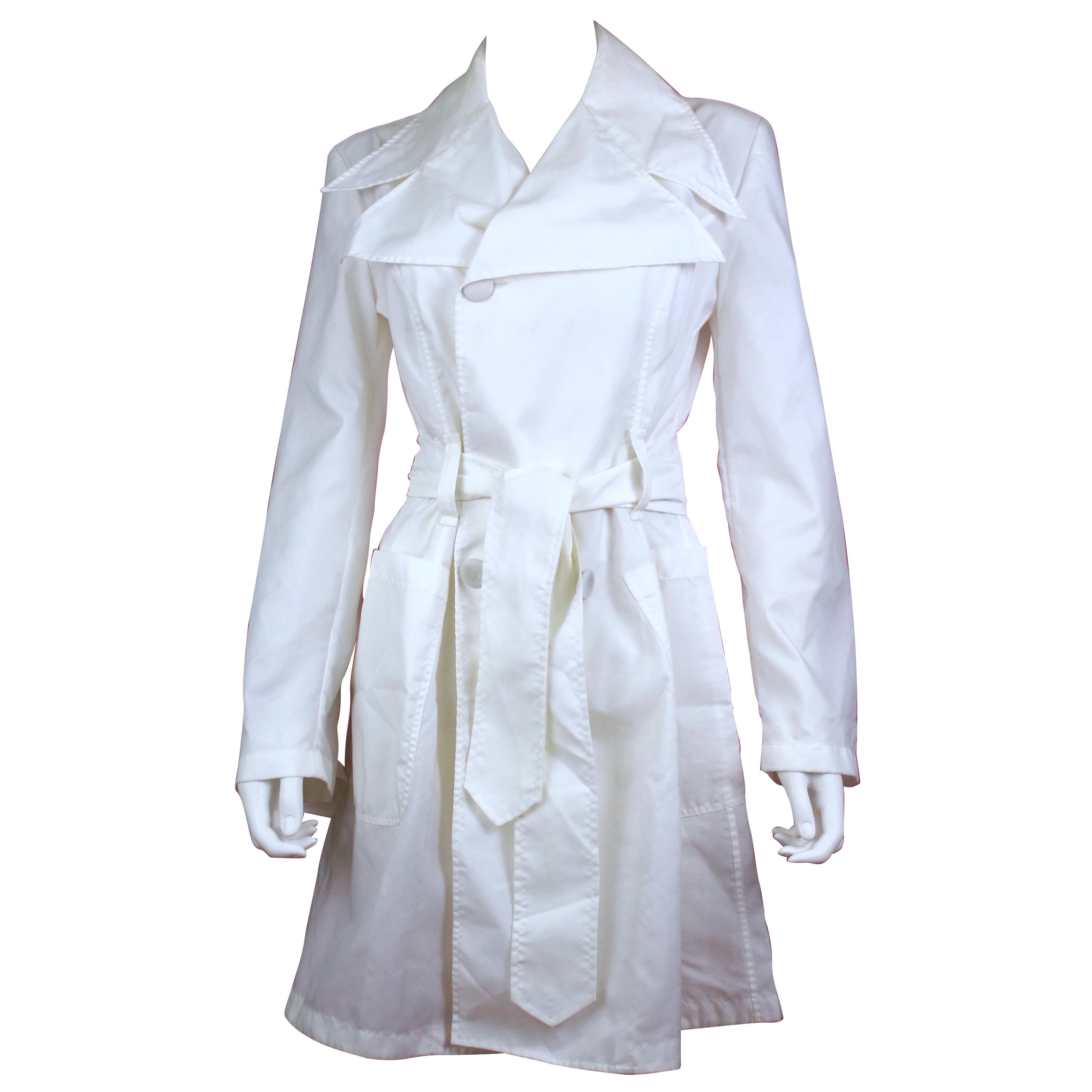 Dolce & Gabbana Optical White Belted Trench Coat Size US 6