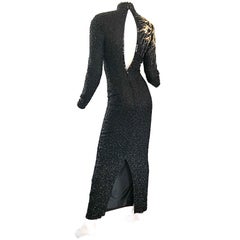 Stunning Vintage Stephen Yearick 1980s Fully Beaded Shooting Star Chiffon Gown