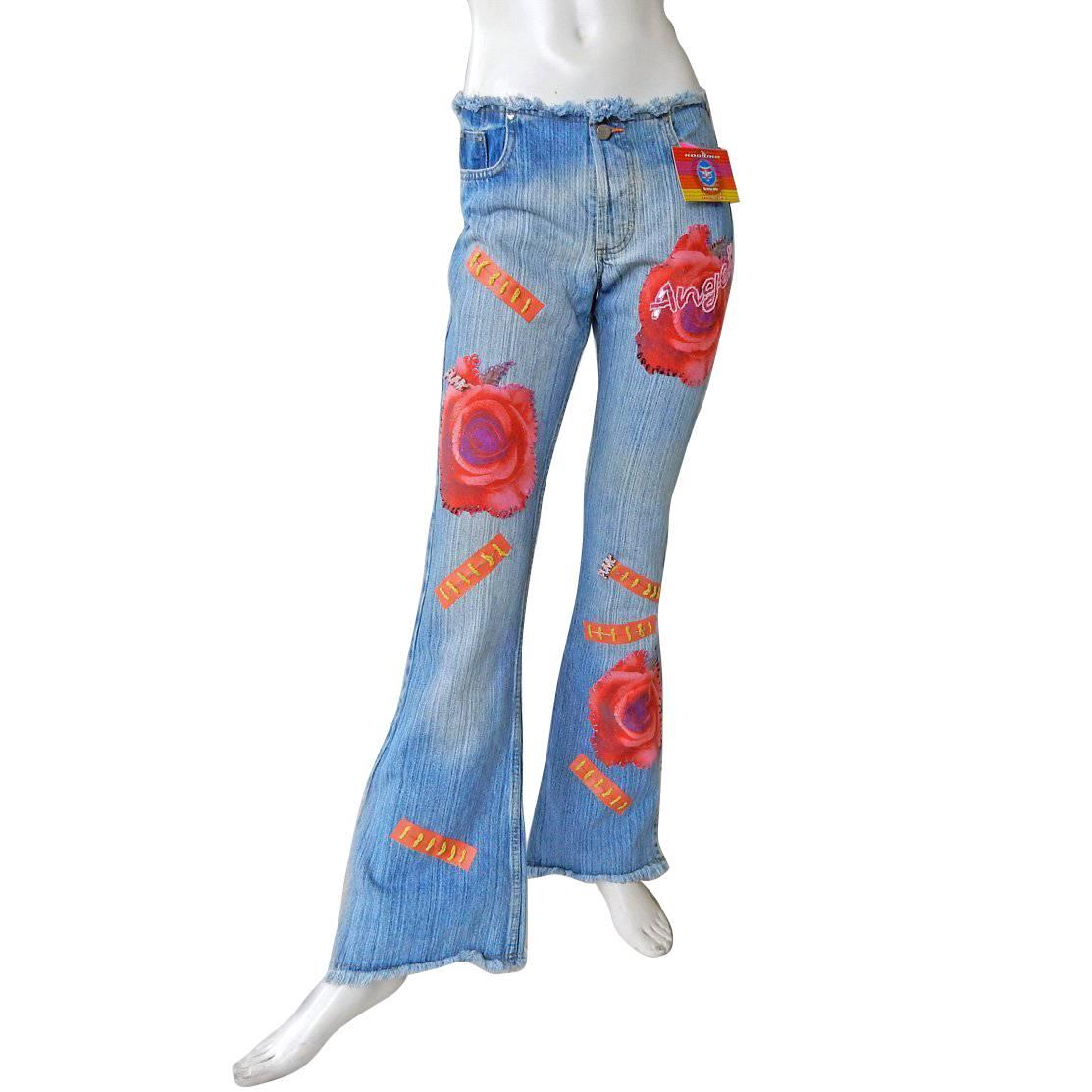 Kosiuko Rare Vintage Jeans with Large Roses Embellished Jeans  New Condition  