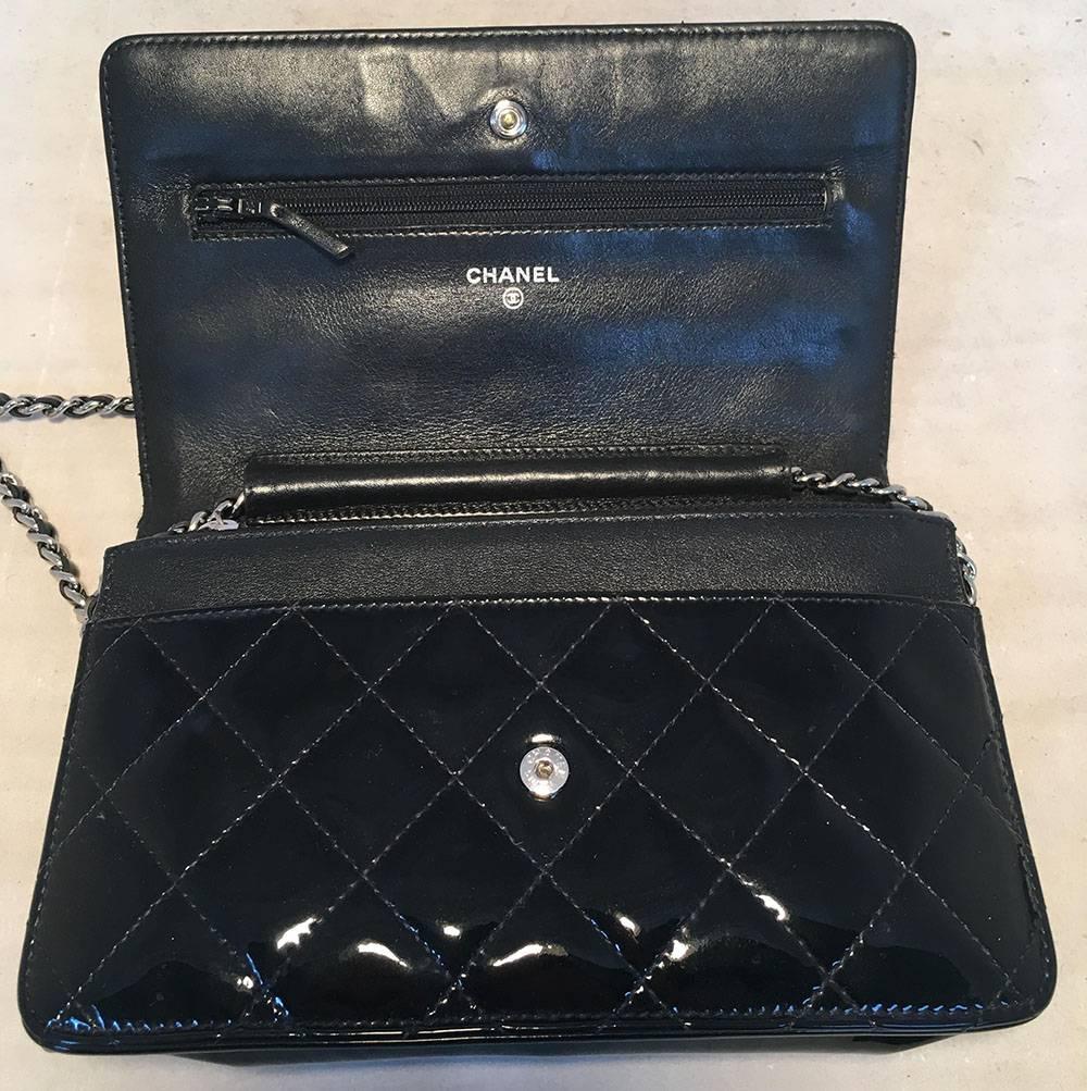 Chanel Black Patent Quilted WOC Wallet on a Chain Shoulder Bag 2