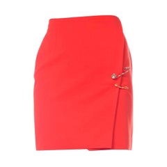 Gianni Versace 1990s Punk Collection Orange Safety Pin Skirt