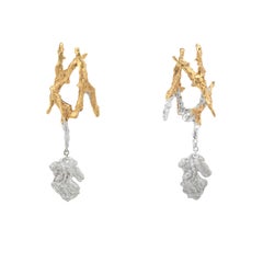 Loveness Lee - Ailin - Gold and Silver Dangle Drop Textured Earrings