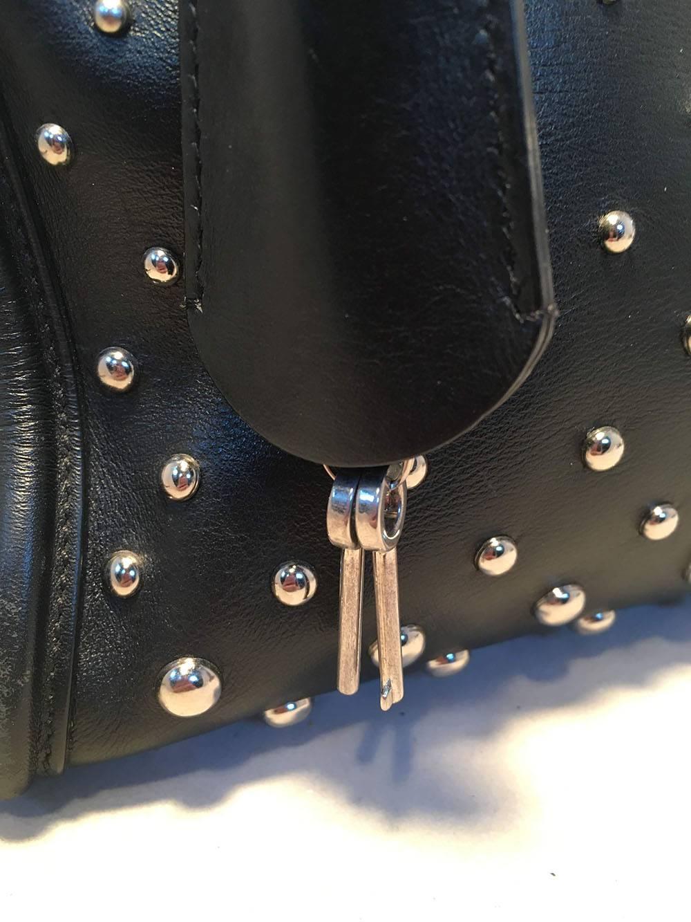 Women's Alexander McQueen Mini Studded Padlock Zip Around Black and White Tote Bag 