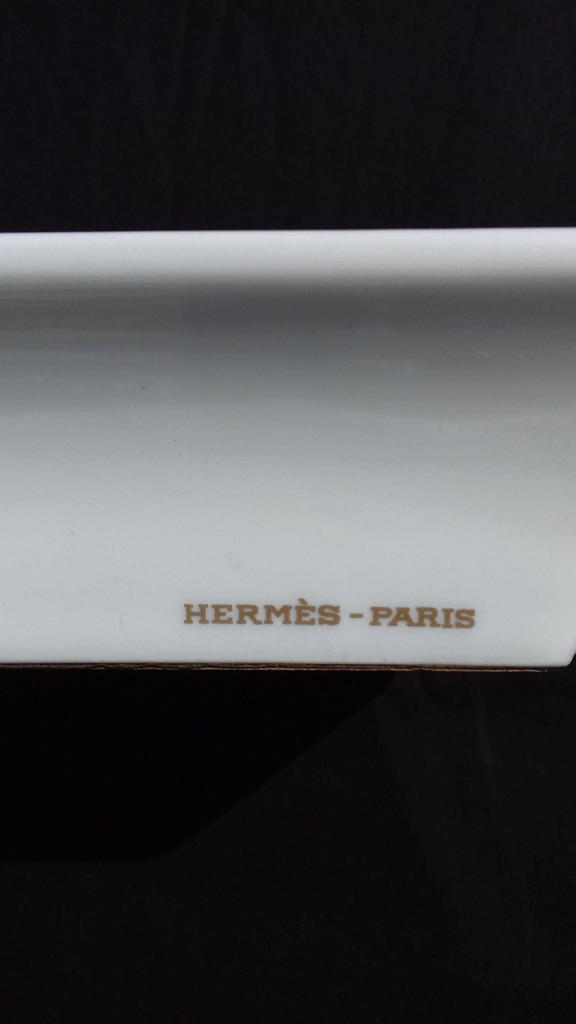 Hermes Printed Porcelain Cigar Ashtray Change Tray Cowboy Hat Rodeo Texas  1