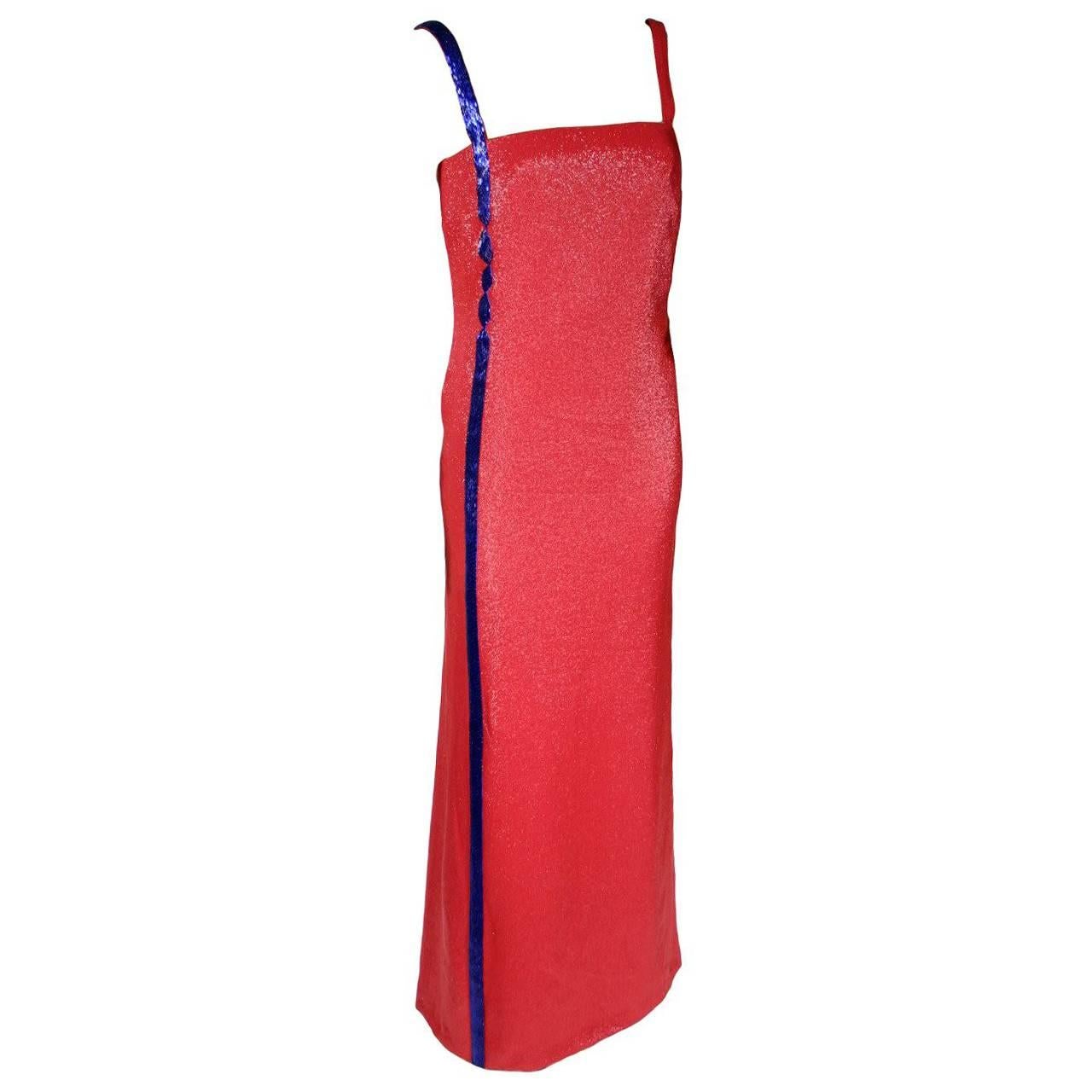 Collectible A/W 1997 GIANNI VERSACE COUTURE EMBELLISHED RED GOWN Sz 42 For Sale