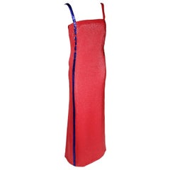 Collectible A/W 1997 GIANNI VERSACE COUTURE EMBELLISHED RED GOWN Sz 42