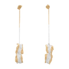 Loveness Lee - Cascade - Gold and Silver Dangle Drop Textured Earrings