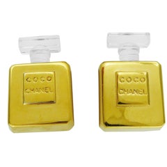 Chanel Vintage Gold Toned Coco Perfume Bottle Clip-On Earrings