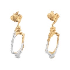 Loveness Lee - Cephas - Gold and Silver Dangle Drop Textured Earrings