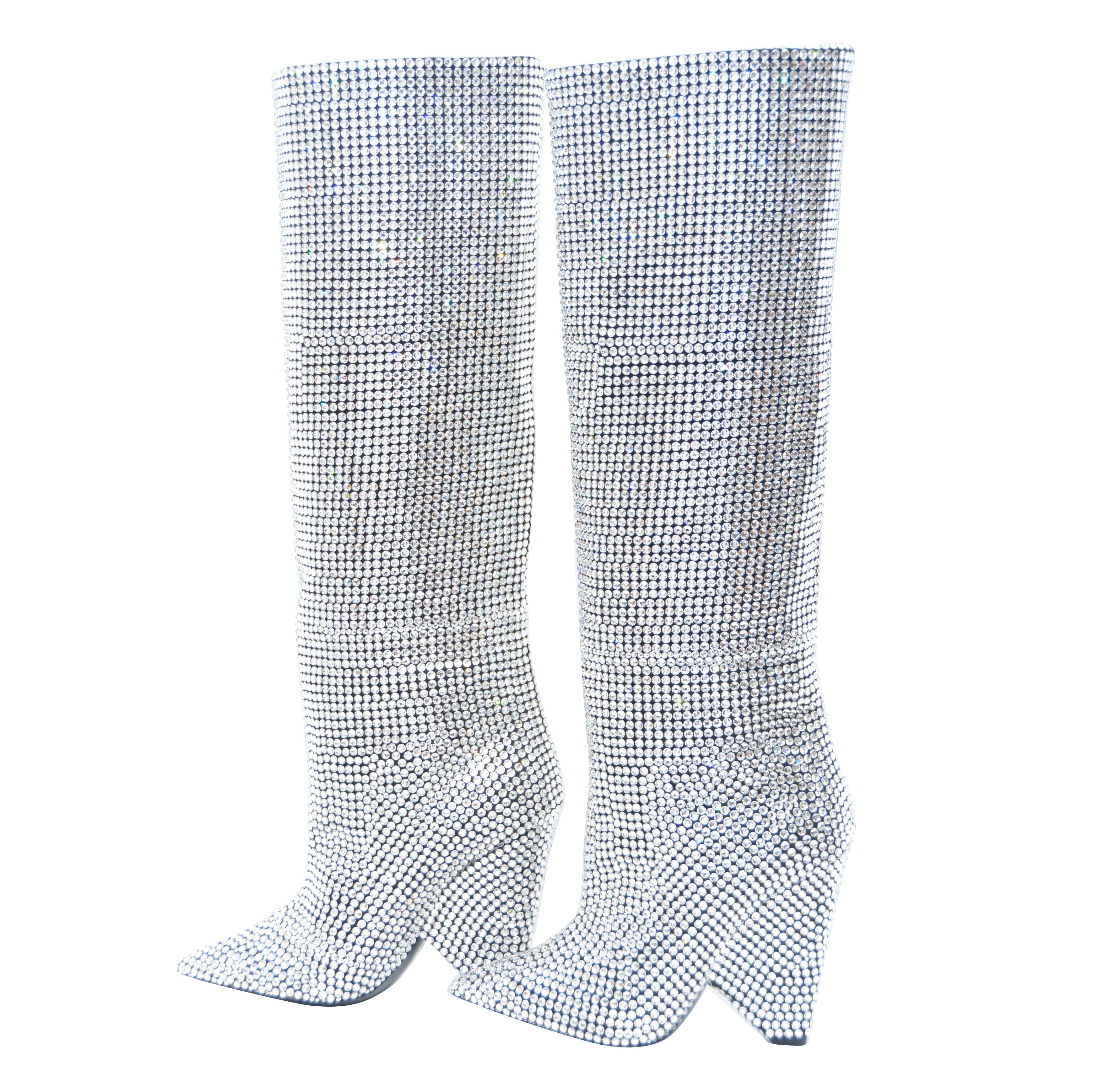Saint Laurent Niki Crystals Embellished Boots Retailed $10, 000 NEW W Box  39 at 1stDibs | saint laurent niki crystal boots, crystal encrusted niki  boots saint laurent, saint laurent rhinestone boots
