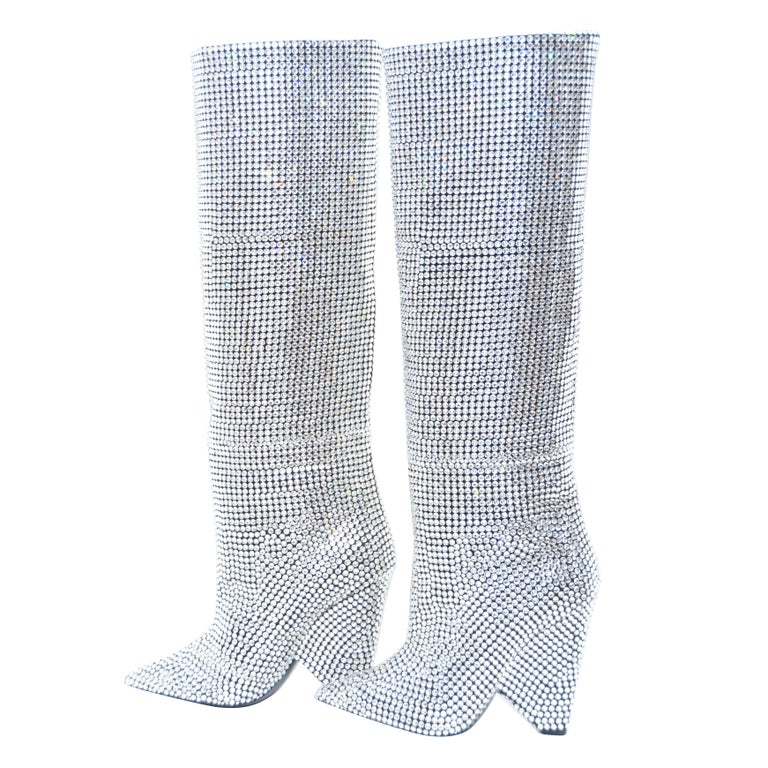 Saint Laurent Niki Crystals Embellished Boots Retailed $10, 000 NEW W Box  39 at 1stDibs | ysl crystal boots, saint laurent crystal boots, saint  laurent niki crystal boots