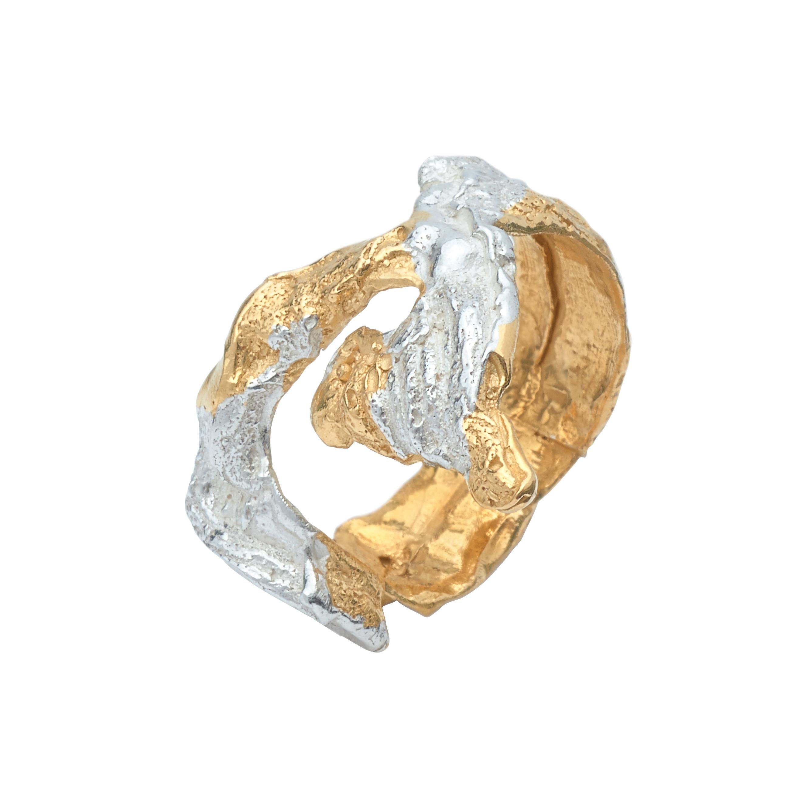 Loveness Lee - Ela - Gold and Silver textured ring For Sale