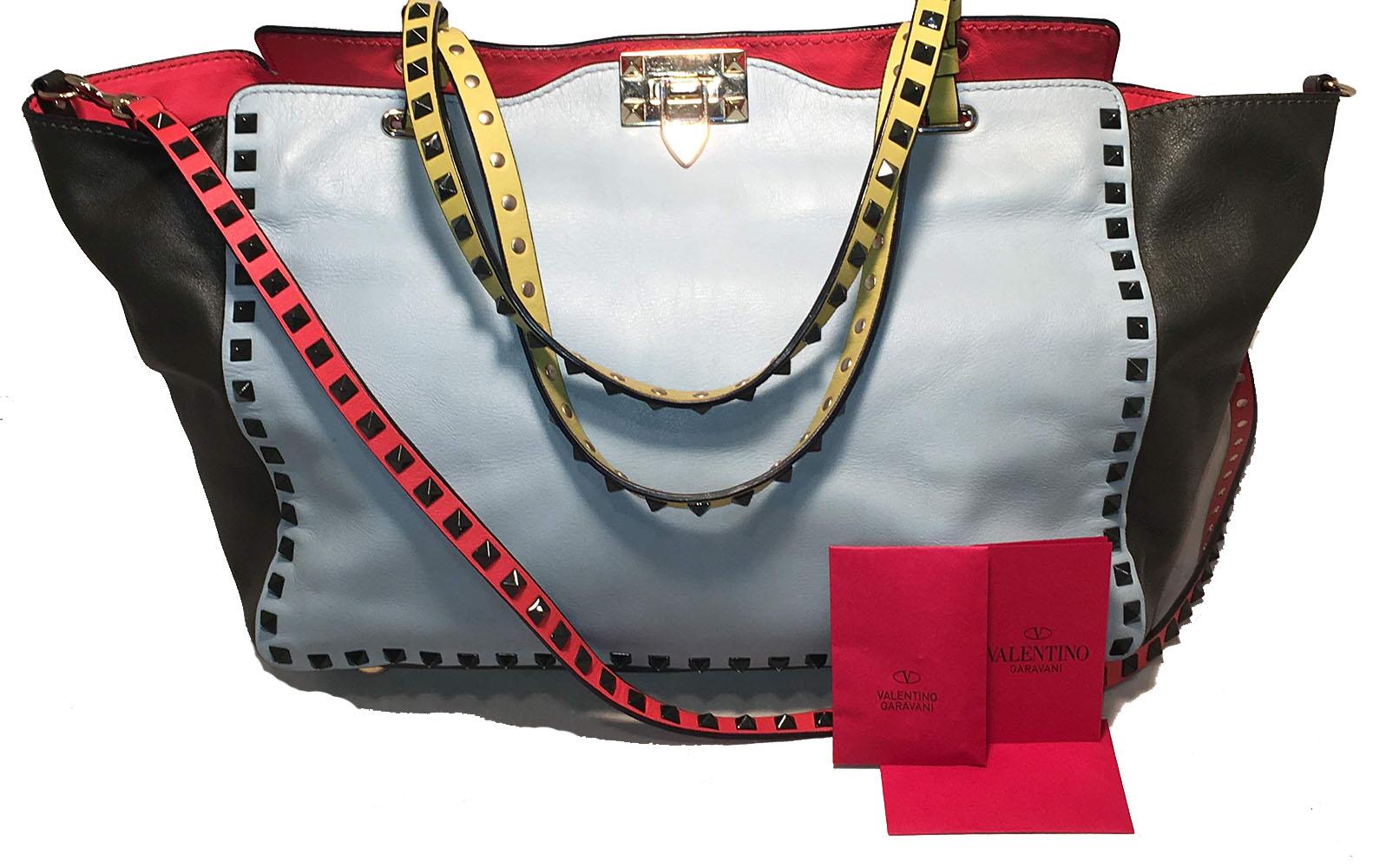 Valentino Garavani Studded Multicolor Leather Rockstud Tote Bag 4