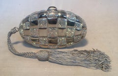 Judith Leiber Swarovski Crystal Checkered Grenade Minaudiere Evening Bag