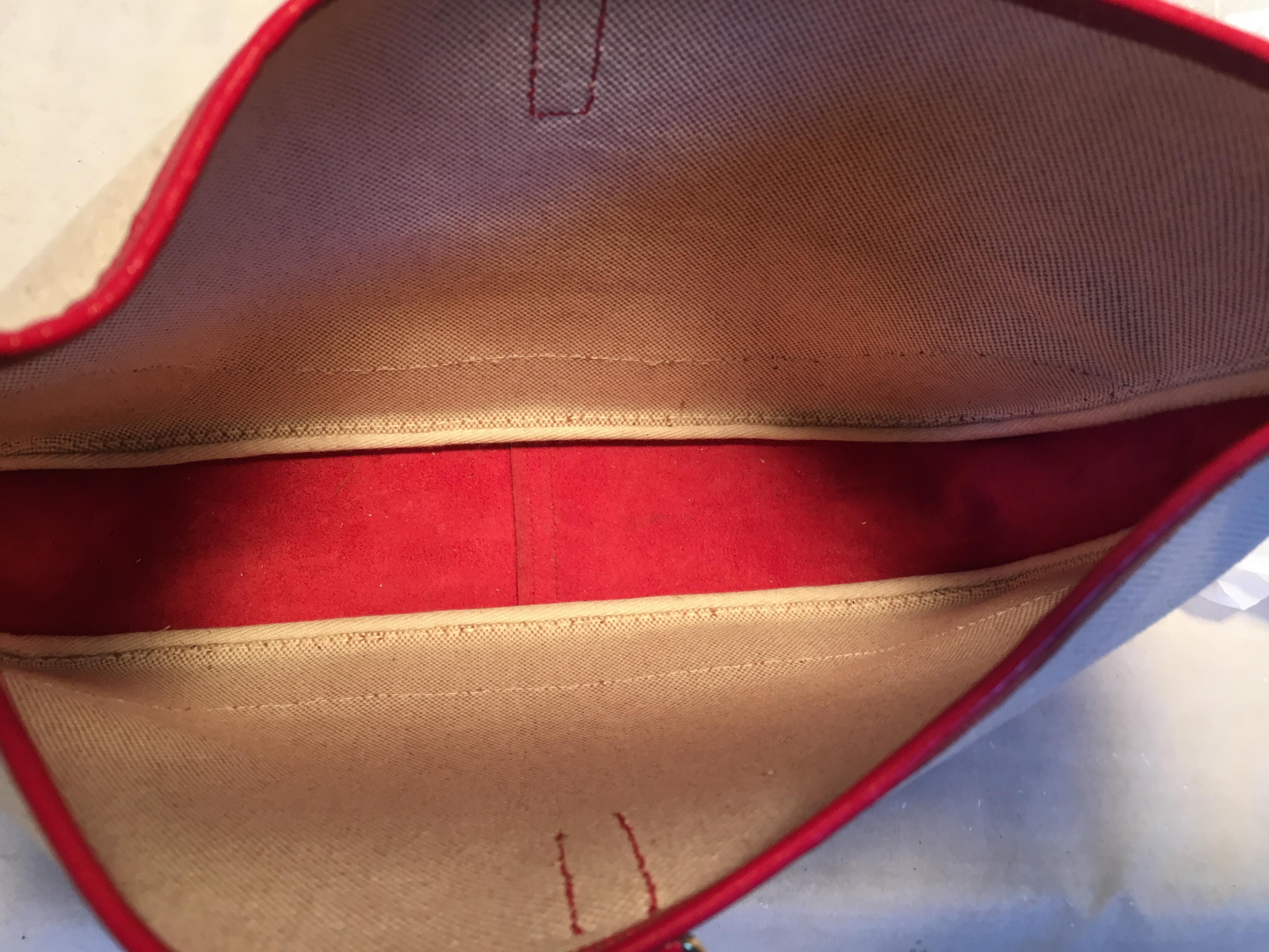 Hermes vintage Canvas and Red Leather Trim Shoulder Bag 3