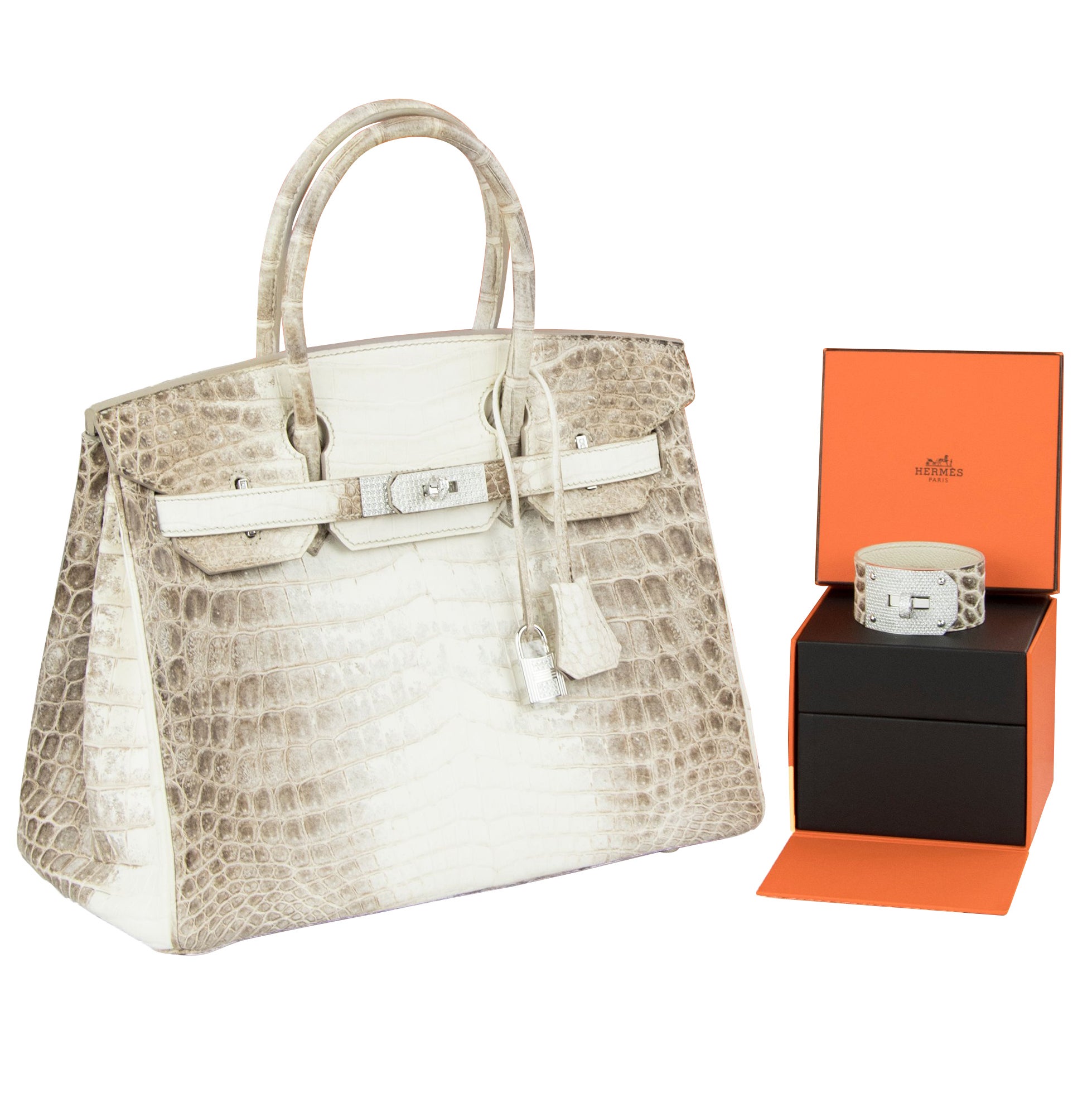 Hermes Birkin 30cm Himalayan Crocodile With Diamond Encrusted Hardware