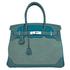 Hermes Birkin 30 Ghillies Limited Edition Bag Bamboo Palladium