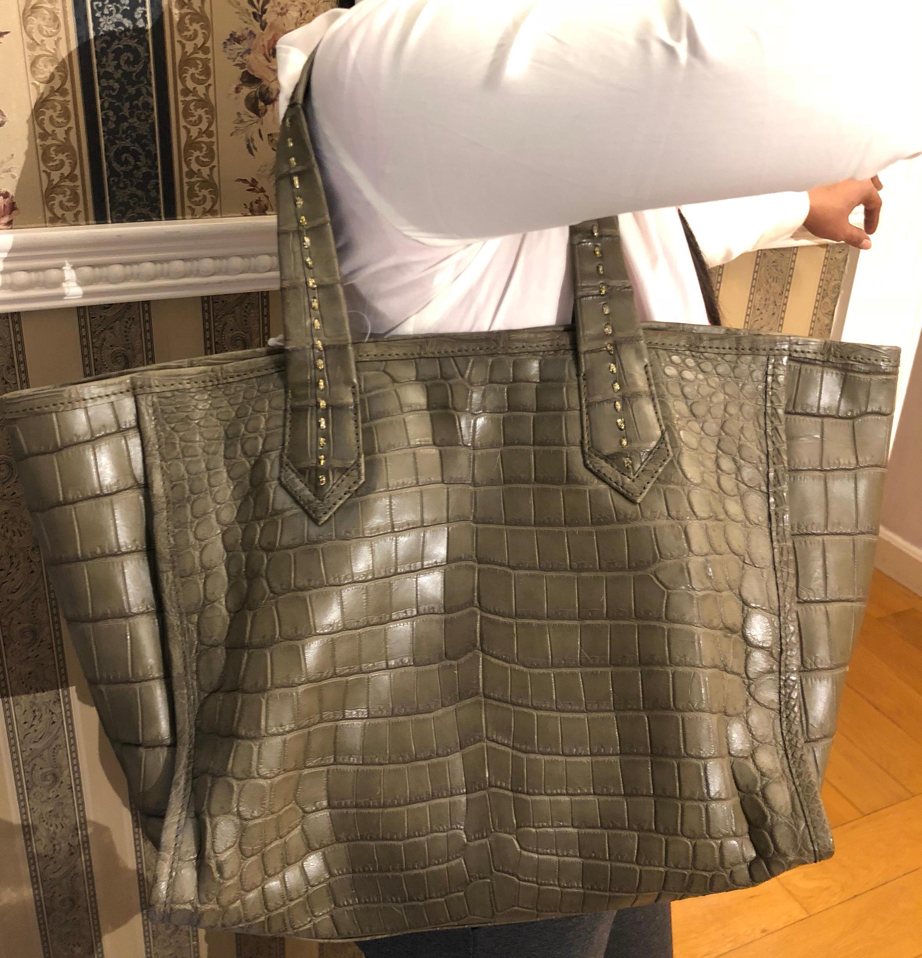 Black Ana Switzerland Crocodile tote bag . Soft light as garments  For Sale