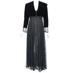 1995 Karl Lagerfeld for Chloe Black Spiderweb Lace Velvet Dress & Jacket w/Tags