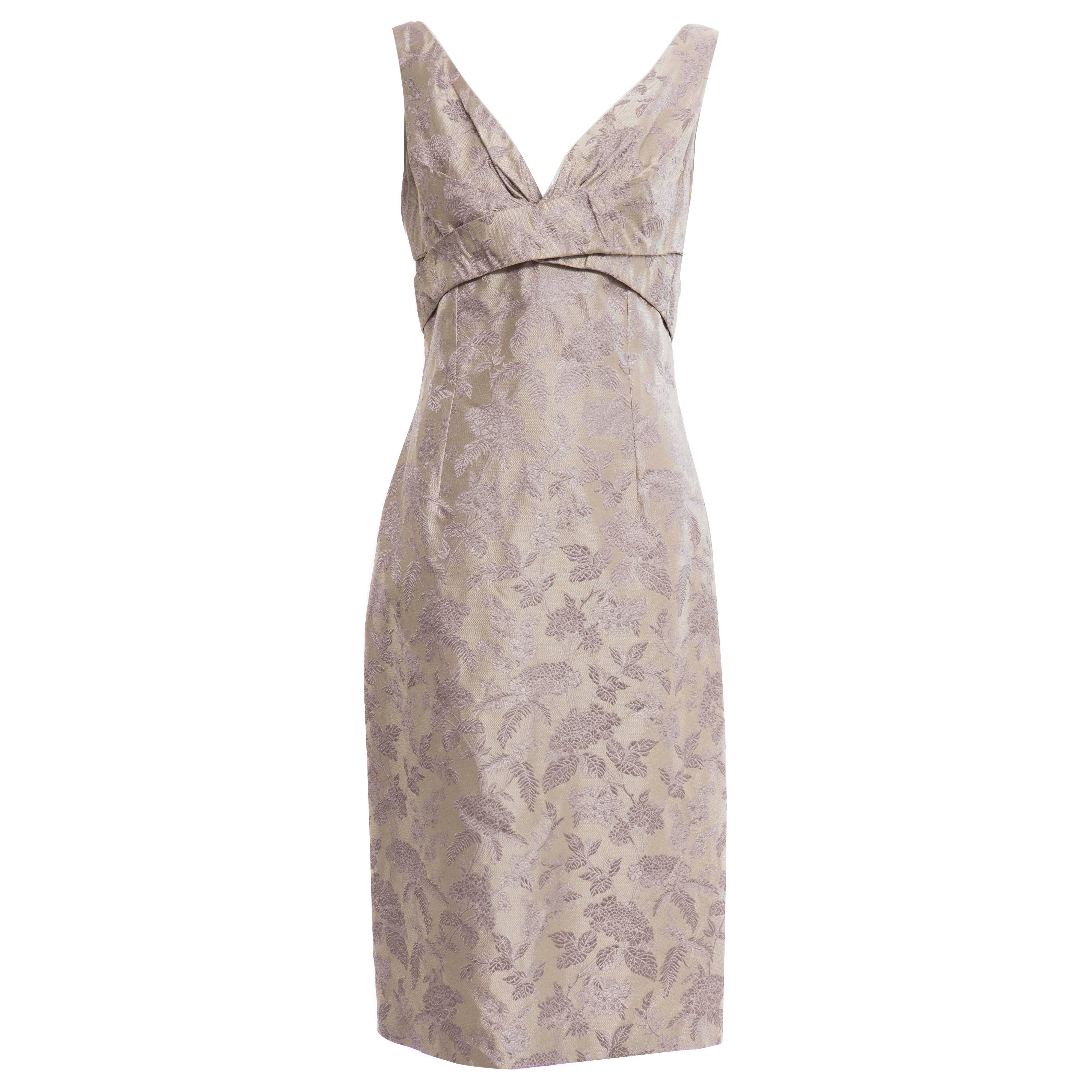 Alexander Mcqueen Sleeveless Lavender Floral Silk Jacquard Dress, Spring 2006 For Sale