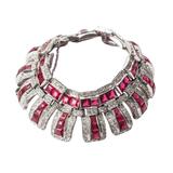 Articulated Art Deco Faux Ruby Bracelet