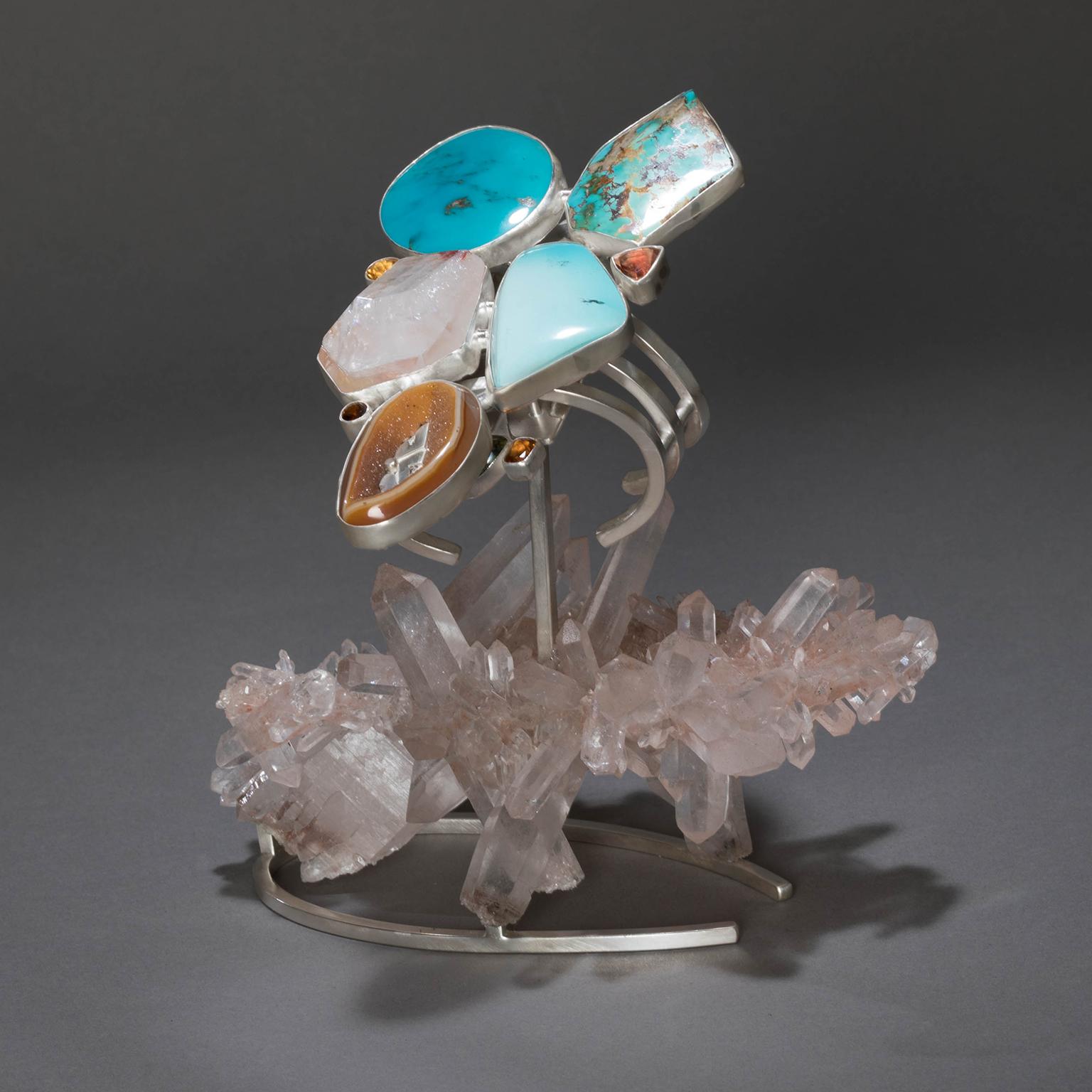 Studio Greytak Bracelet turquoise sur quartz de l'Himalaya avec citrine et pierre de soleil en vente 1