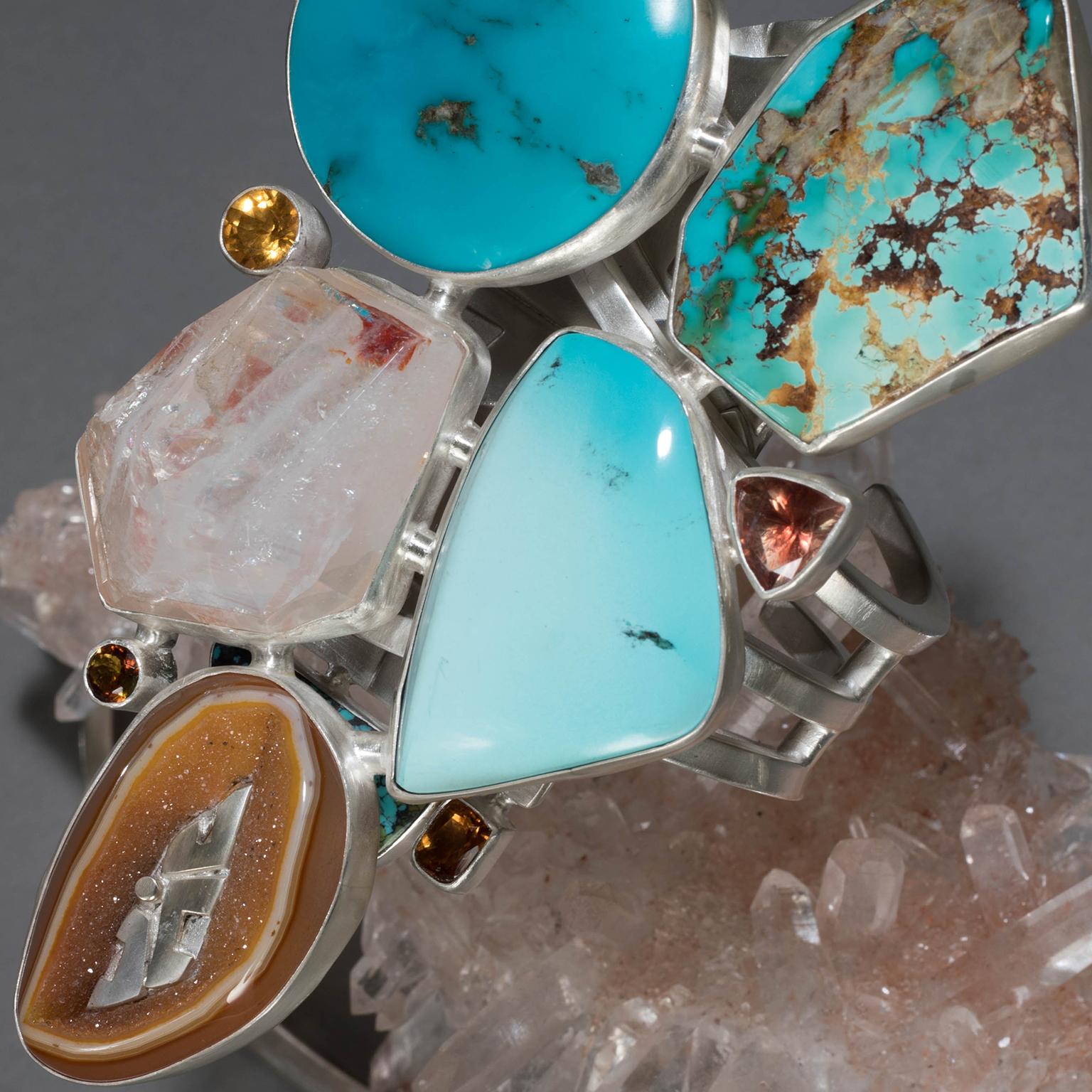 Studio Greytak Bracelet turquoise sur quartz de l'Himalaya avec citrine et pierre de soleil en vente 2