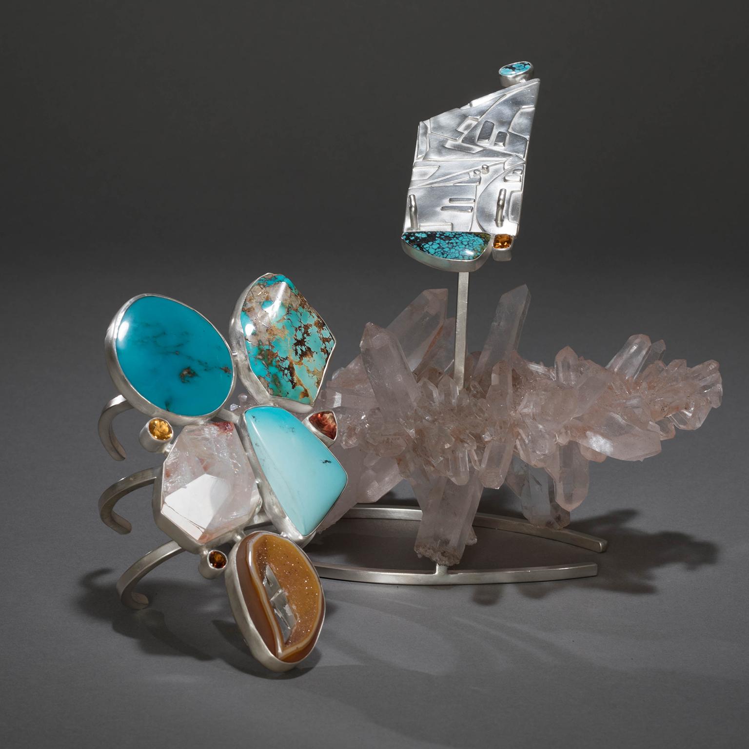 Studio Greytak Bracelet turquoise sur quartz de l'Himalaya avec citrine et pierre de soleil en vente 3