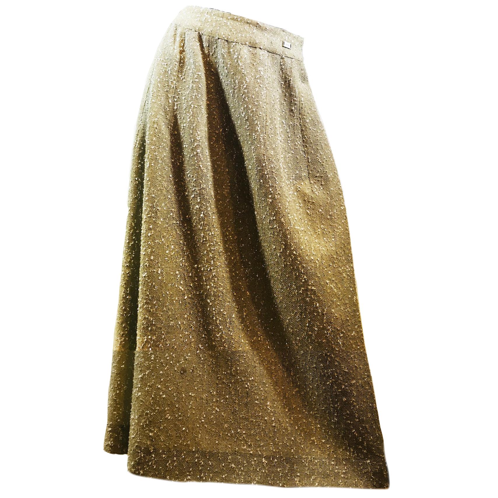 Chanel Taupe Tweed Skirt 
