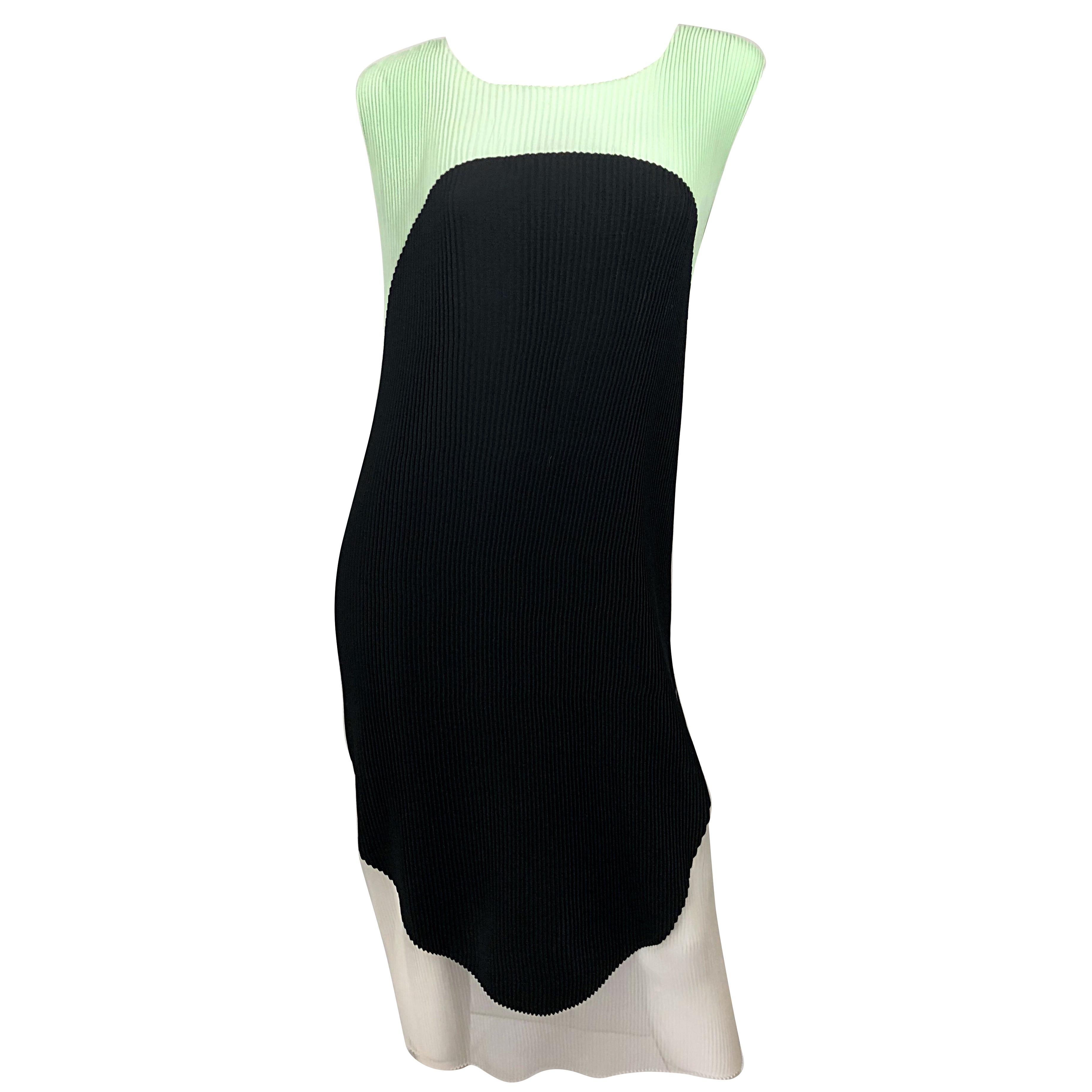 Stella McCartney Frühjahr 2013 Laufsteg Größe 44 US 8 - 10 Farbblock plissiertes Kleid im Angebot