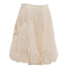 Alexander McQueen Cream Pleated Cotton Skirt Two Deep Pockets, Spring 2006