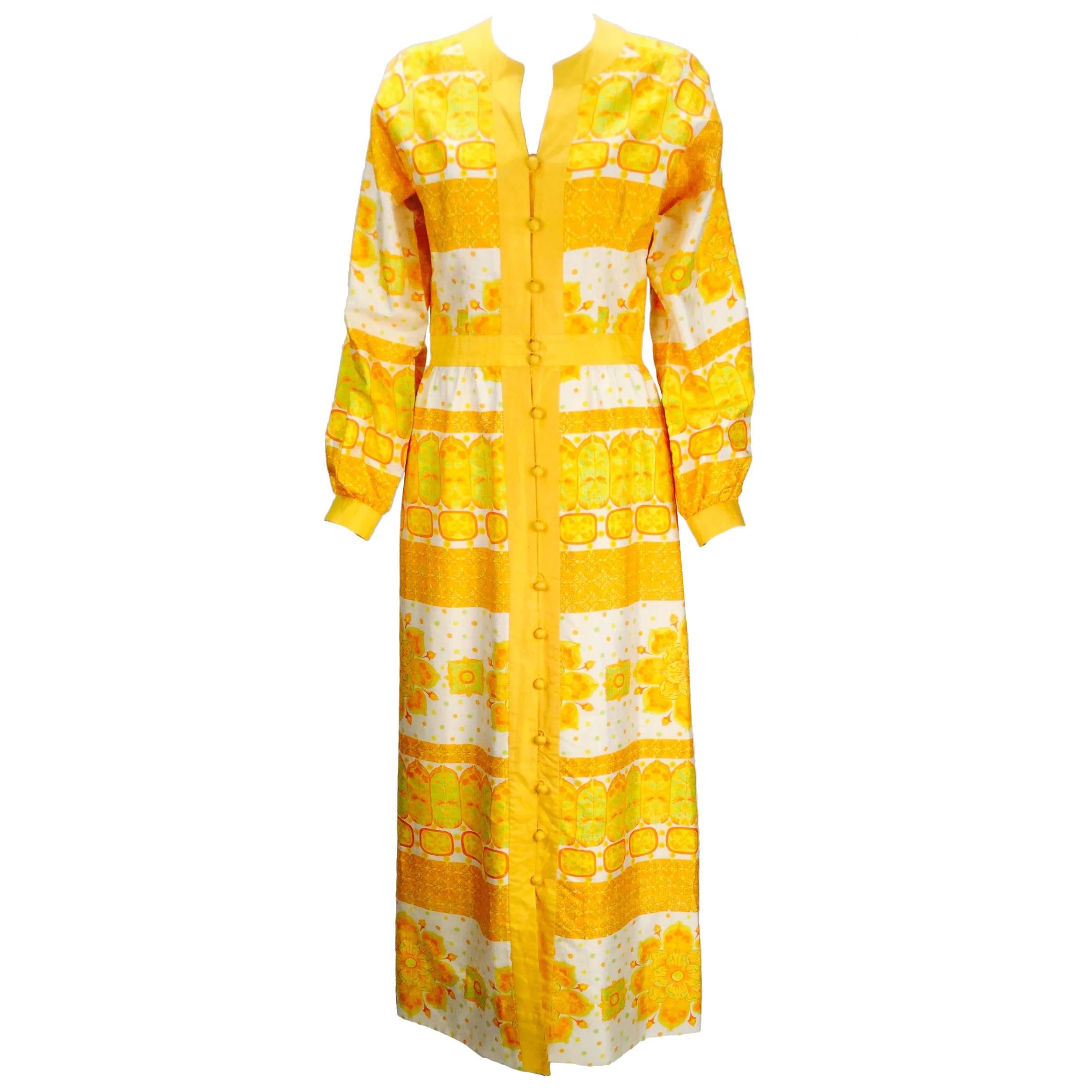 Jim Thompson Golden Yellow Thai Silk Dress, 1960s 