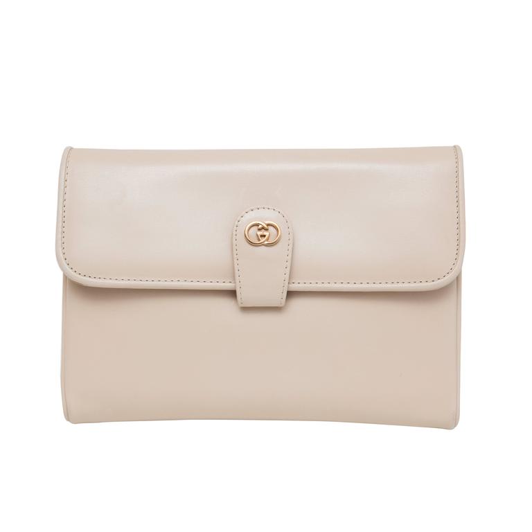 cream leather clutch bag